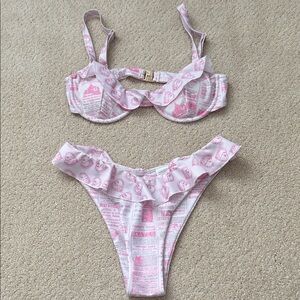 Strawberry Milk Mob pink ruffle bikini